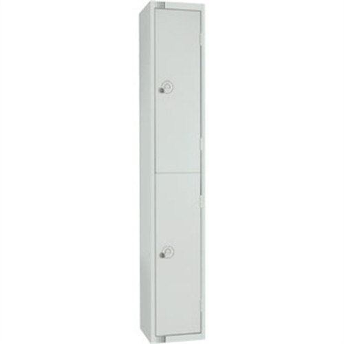 Two Door Locker with Sloping Top Mid Grey Camlock