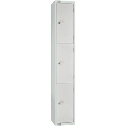 Three Door Locker with Sloping Top Mid Grey Padlock