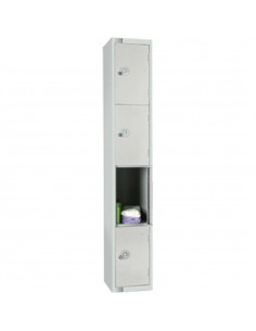 Four Door Locker  with Sloping Top Mid Grey Camlock