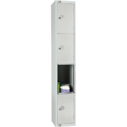 Four Door Locker  with Sloping Top Mid Grey Camlock