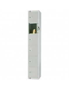 Six Door Locker  with Sloping Top Mid Grey Camlock