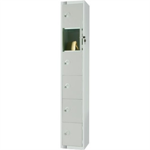 Six Door Locker  with Sloping Top Mid Grey Camlock