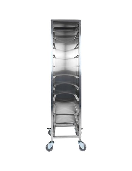 10 tier Rack/Tray/Pan Trolley for width 310-350mm Covered sides Stainless Steel  | Stalwart DA-PT10P