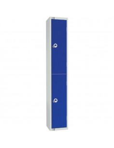 Two Door Locker with Sloping Top Blue Padlock