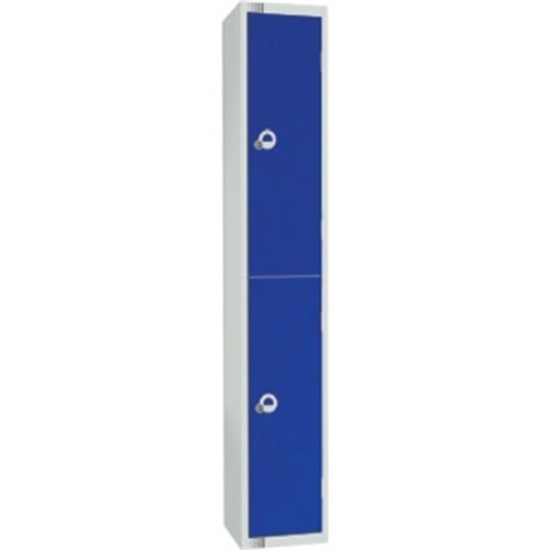 Two Door Locker with Sloping Top Blue Padlock