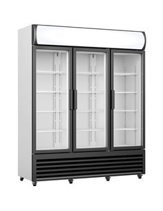 Commercial Display Refrigerator with Triple Hinged Glass door &amp Canopy 1500 litres Black | Stalwart DA-FCLT180AHA