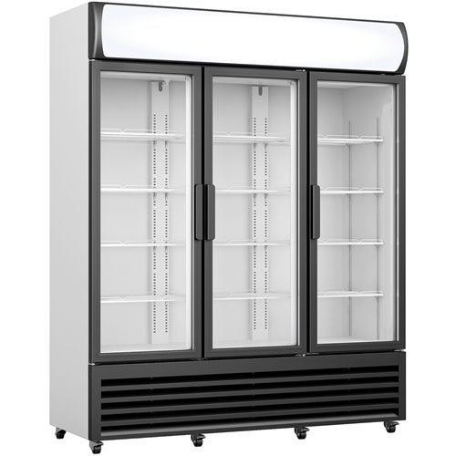 Commercial Display Refrigerator with Triple Hinged Glass door &amp Canopy 1500 litres Black | Stalwart DA-FCLT180AHA