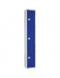 Three Door Locker with Sloping Top Blue Camlock