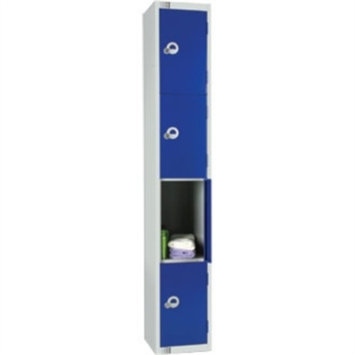 Four Door Locker  with Sloping Top Blue Camlock
