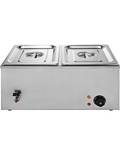 Commercial Bain Marie with 2x1/2Gn Pans and Lids | Stalwart DA-M402