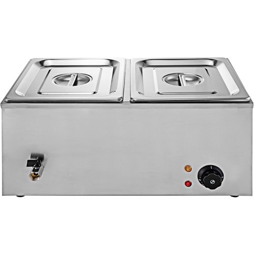 Commercial Bain Marie with 2x1/2Gn Pans and Lids | Stalwart DA-M402
