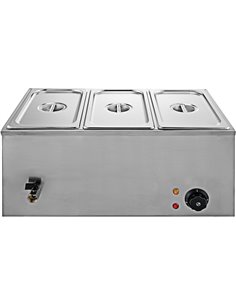 Commercial Bain Marie with 3x1/3Gn Pans and Lids | Stalwart DA-M403
