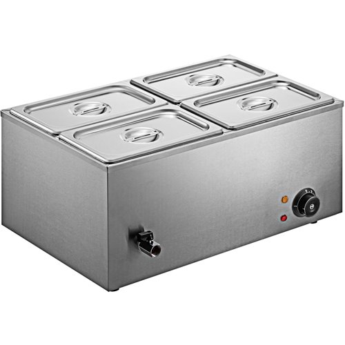 Commercial Bain Marie with 4x1/4Gn Pans and Lids | Stalwart DA-M404