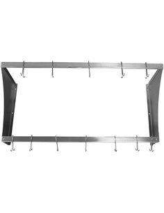 Commercial Wall Mounted Double Line Pot Rack with 12 Hooks Stainless Steel 900x300x300mm | Stalwart DA-VMR0930