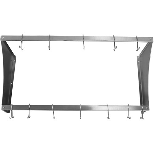 Commercial Wall Mounted Double Line Pot Rack with 12 Hooks Stainless Steel 900x300x300mm | Stalwart DA-VMR0930