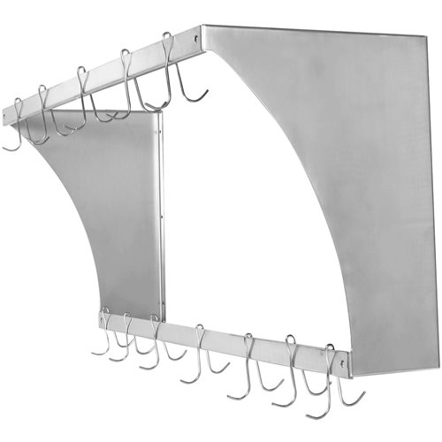 Commercial Wall Mounted Double Line Pot Rack with 12 Hooks Stainless Steel 900x300x300mm | Stalwart DA-VMR0930