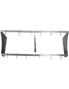 Commercial Wall Mounted Double Line Pot Rack with 12 Hooks Stainless Steel 1200x300x300mm | Stalwart DA-VMR1230