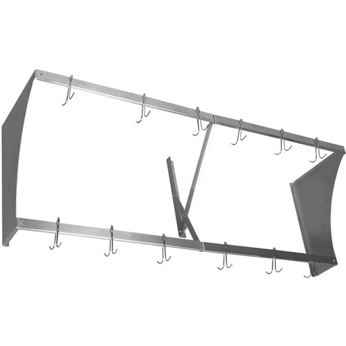 Commercial Wall Mounted Double Line Pot Rack with 12 Hooks Stainless Steel 1200x300x300mm | Stalwart DA-VMR1230