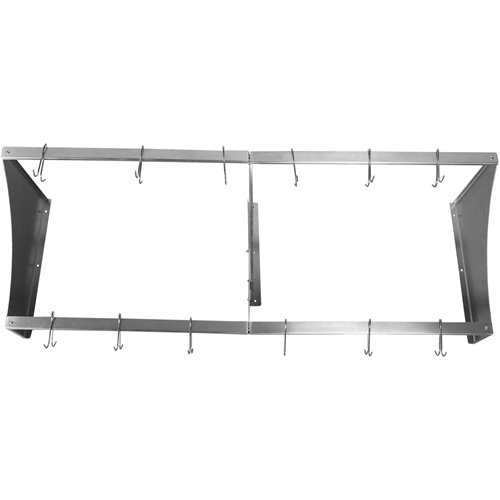 Commercial Wall Mounted Double Line Pot Rack with 12 Hooks Stainless Steel 1500x300x300mm | Stalwart DA-VMR1530
