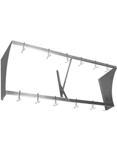 Commercial Wall Mounted Double Line Pot Rack with 12 Hooks Stainless Steel 1500x300x300mm | Stalwart DA-VMR1530 2