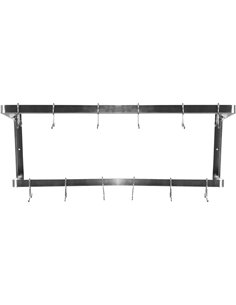 Commercial U-Style Wall Mounted Double Line Pot Rack with 12 Hooks Stainless Steel 900x300x300mm | Stalwart DA-VMR0930U