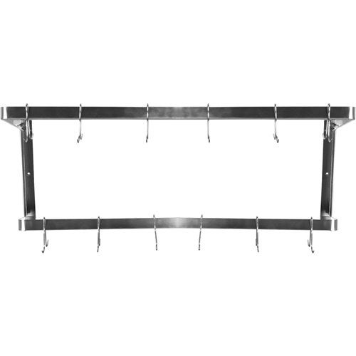 Commercial U-Style Wall Mounted Double Line Pot Rack with 12 Hooks Stainless Steel 900x300x300mm | Stalwart DA-VMR0930U