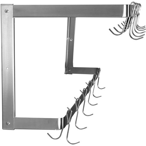 Commercial U-Style Wall Mounted Double Line Pot Rack with 12 Hooks Stainless Steel 900x300x300mm | Stalwart DA-VMR0930U