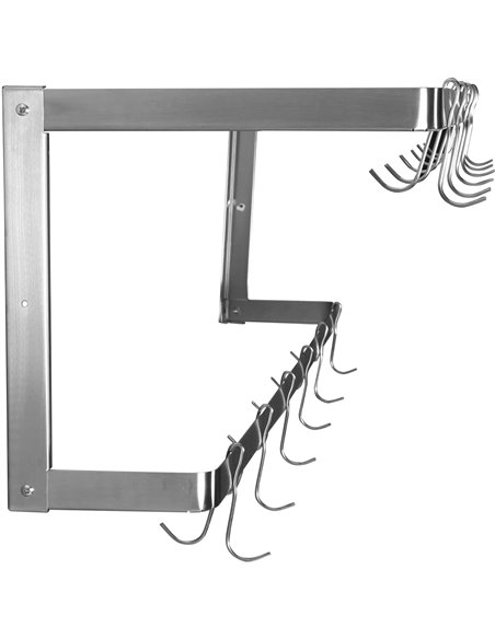 Commercial U-Style Wall Mounted Double Line Pot Rack with 12 Hooks Stainless Steel 900x300x300mm | Stalwart DA-VMR0930U