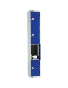 Four Door Locker  with Sloping Top Blue Padlock