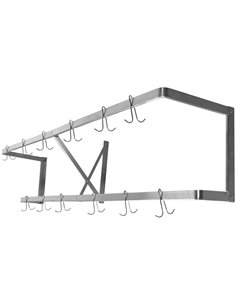 Commercial U-Style Wall Mounted Double Line Pot Rack with 12 Hooks Stainless Steel 1200x300x300mm | Stalwart DA-VMR1230U