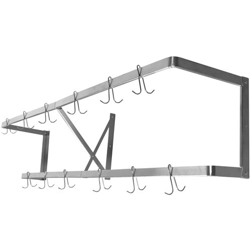 Commercial U-Style Wall Mounted Double Line Pot Rack with 12 Hooks Stainless Steel 1200x300x300mm | Stalwart DA-VMR1230U