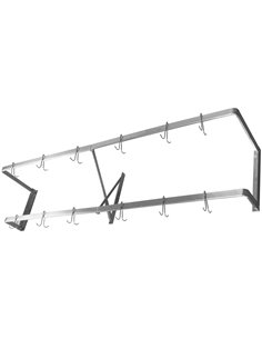 Commercial U-Style Wall Mounted Double Line Pot Rack with 12 Hooks Stainless Steel 1500x300x300mm | Stalwart DA-VMR1530U
