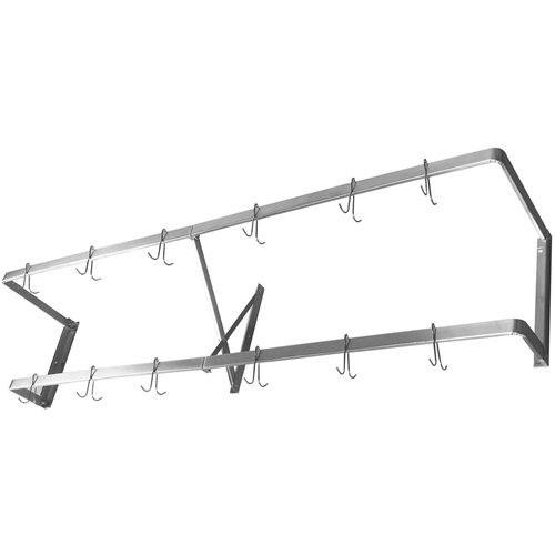 Commercial U-Style Wall Mounted Double Line Pot Rack with 12 Hooks Stainless Steel 1500x300x300mm | Stalwart DA-VMR1530U