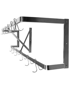 Commercial U-Style Wall Mounted Double Line Pot Rack with 12 Hooks Stainless Steel 1500x300x300mm | Stalwart DA-VMR1530U 2