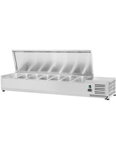 Refrigerated Servery Prep Top 1600mm 7xGN1/4 Depth 330mm Stainless steel lid | Stalwart DA-THVD1600/330