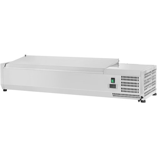 Refrigerated Servery Prep Top 1600mm 7xGN1/4 Depth 330mm Stainless steel lid | Stalwart DA-THVD1600/330