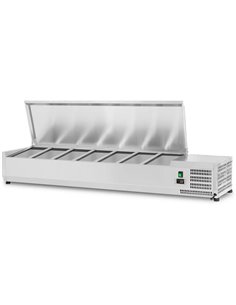 Refrigerated Servery Prep Top 1600mm 7xGN1/3 Stainless steel lid | Stalwart DA-THVD1600/380