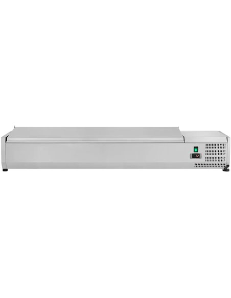 Refrigerated Servery Prep Top 1600mm 7xGN1/3 Stainless steel lid | Stalwart DA-THVD1600/380
