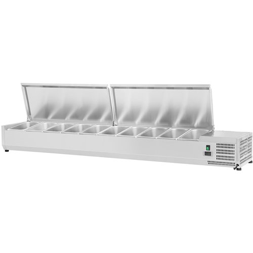 Refrigerated Servery Prep Top 2000mm 9xGN1/3 Depth 380mm Stainless steel lid | Stalwart DA-THVD2000/380