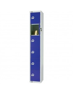 Six Door Locker  with Sloping Top Blue Camlock