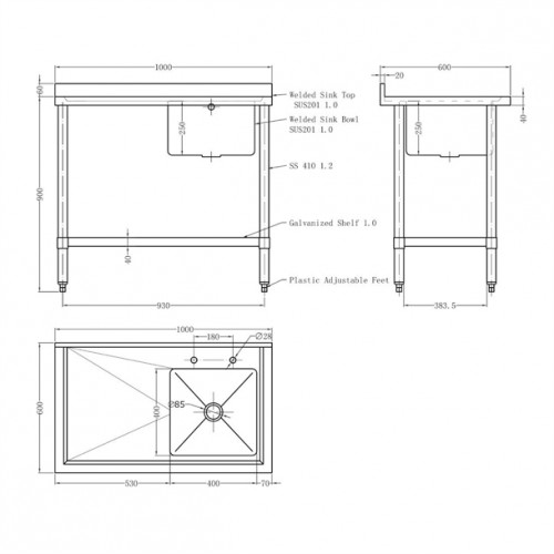 Pro Stainless Steel Catering Sink...