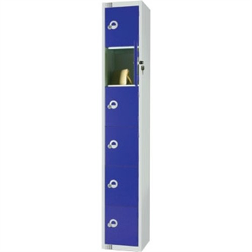 Six Door Locker Blue Padlock