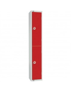 Two Door Locker with Sloping Top Red Camlock