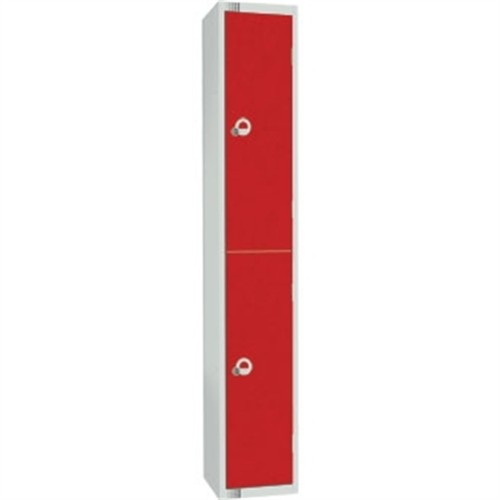 Two Door Locker with Sloping Top Red Camlock