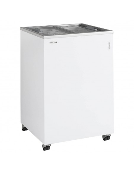 IC100SC White Flat lid Sliding Flat Glass Lid Chest Freezer