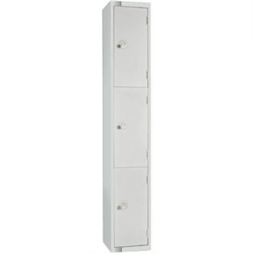 Three Door Locker with Sloping Top Mid Grey Door Camlock