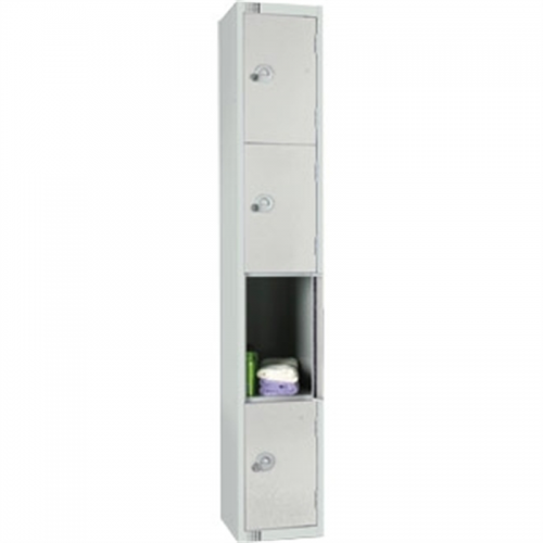 Four Door Locker  with Sloping Top Mid Grey Door Camlock