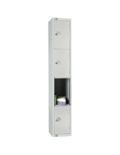 Four Door Locker  with Sloping Top Mid Grey Door Padlock