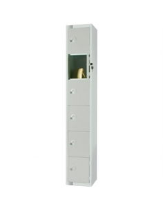 Six Door Locker with Sloping Top Mid Grey Door Camlock