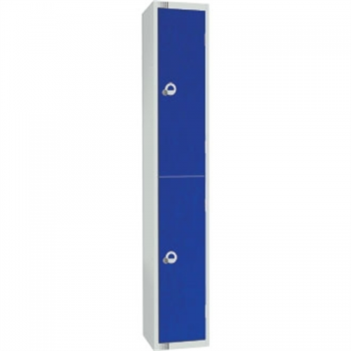 Two Door Locker with Sloping Top Blue Door Camlock